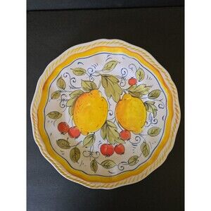 Le Cadeaux Melamine Replacemet Dinner Plate Mediterranean Lemon Tree Yellow